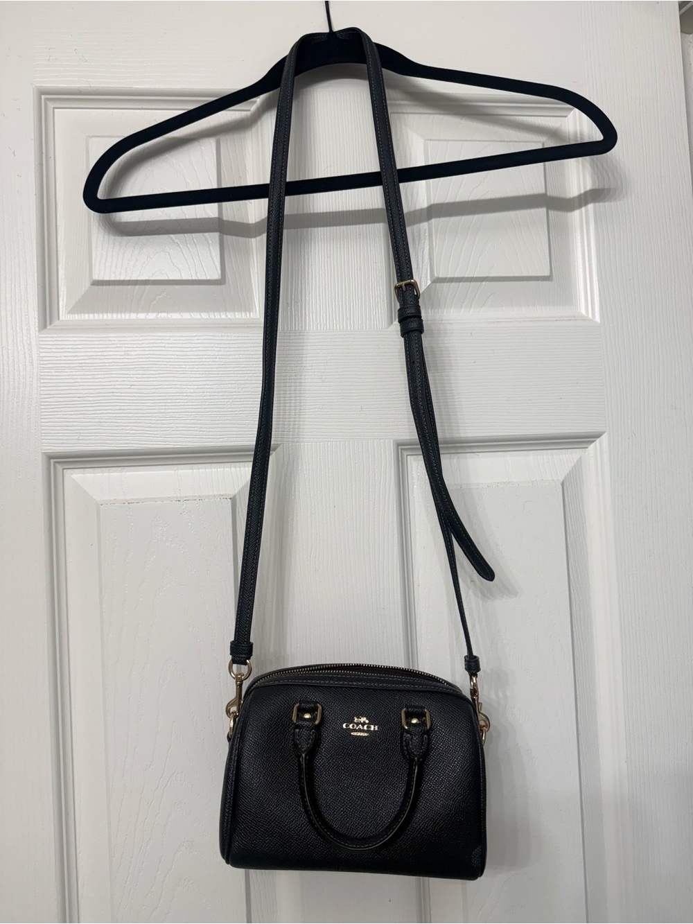 Coach Black Mini Satchel Crossbody Bag with matching wallet